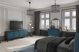 Комод 6 ящиков Гориция, Сапфировый